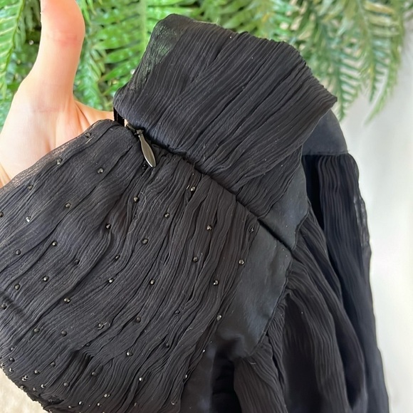 Brand New Express Silk Black V-Neck Swarovski Crystal Jeweled Party Top Dressy - Picture 14 of 16